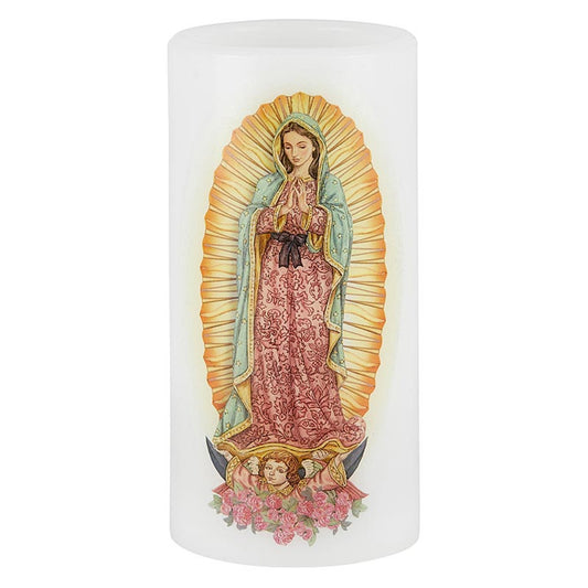 Flickering Flameless Devotional Candle - Our Lady of Guadalupe