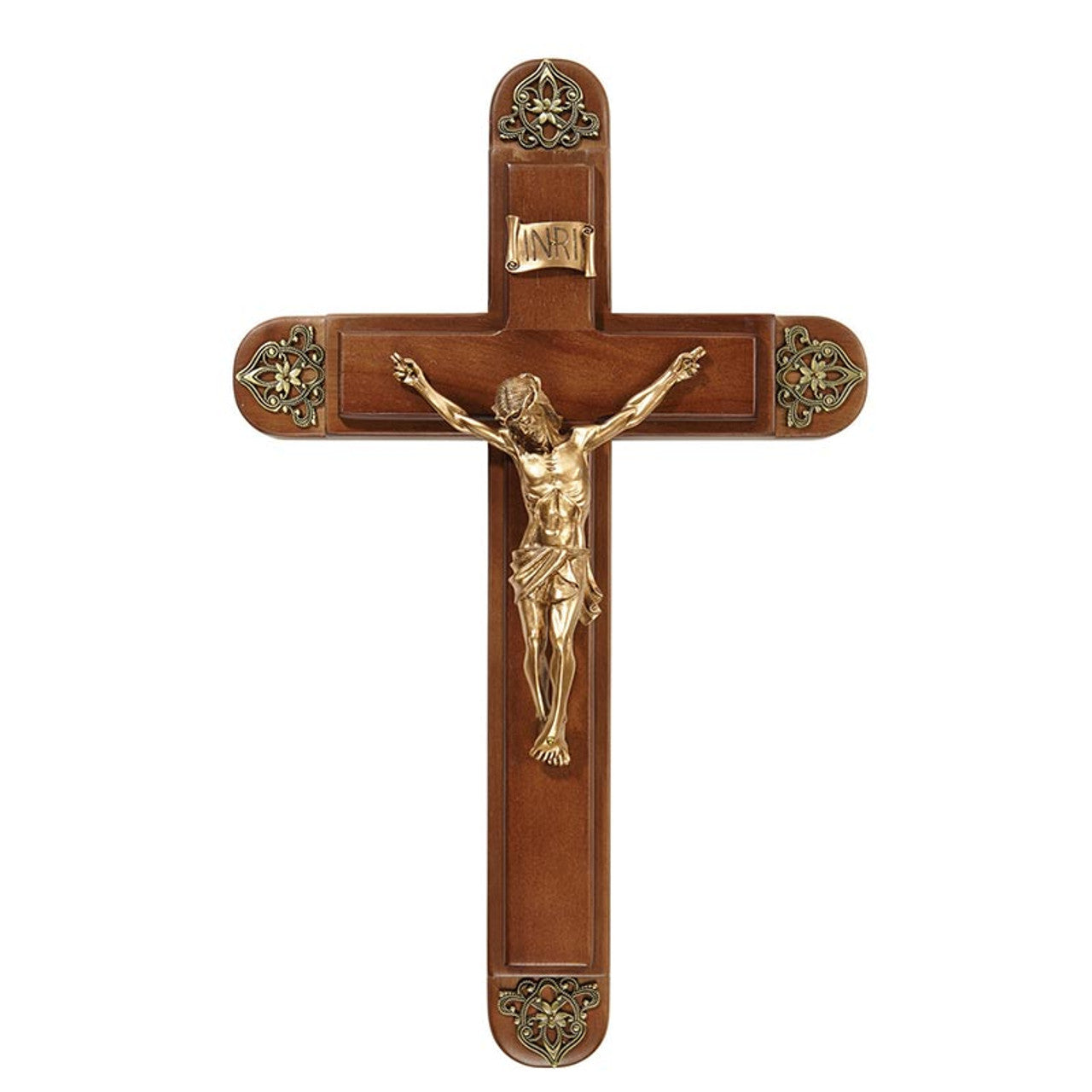 15" H Cherry Sick Call Crucifix Set (L1352)