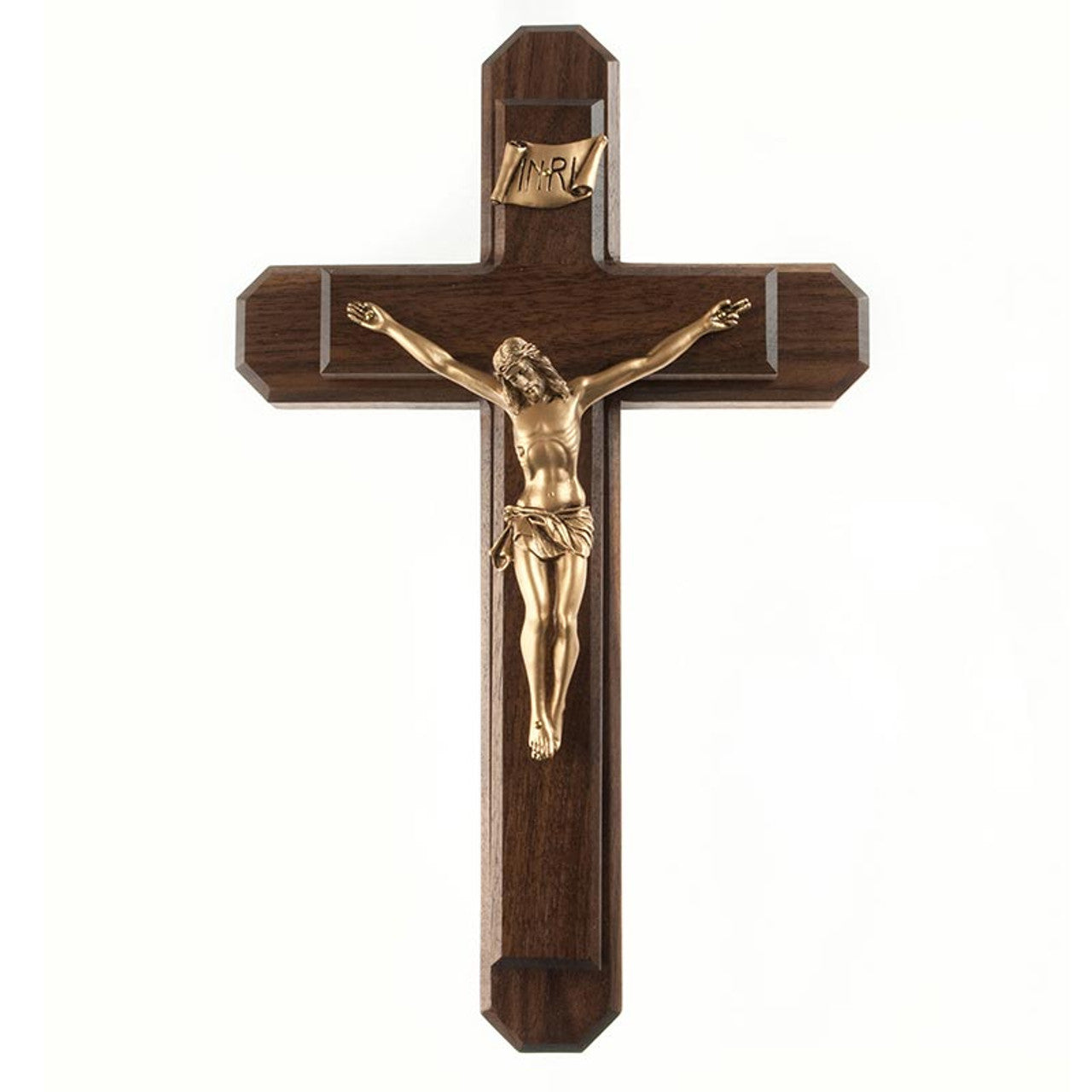 13" H Walnut Sick Call Crucifix Set (L1354)