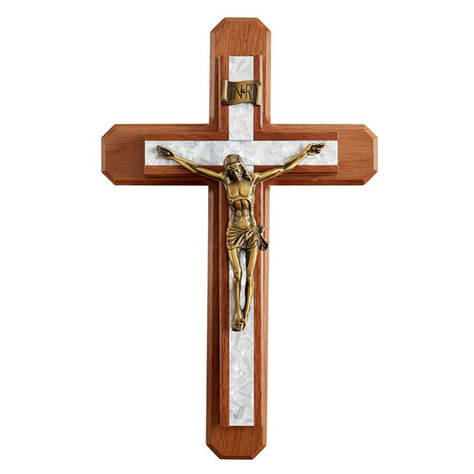 13" H Walnut Sick Call Crucifix Set (L1357)