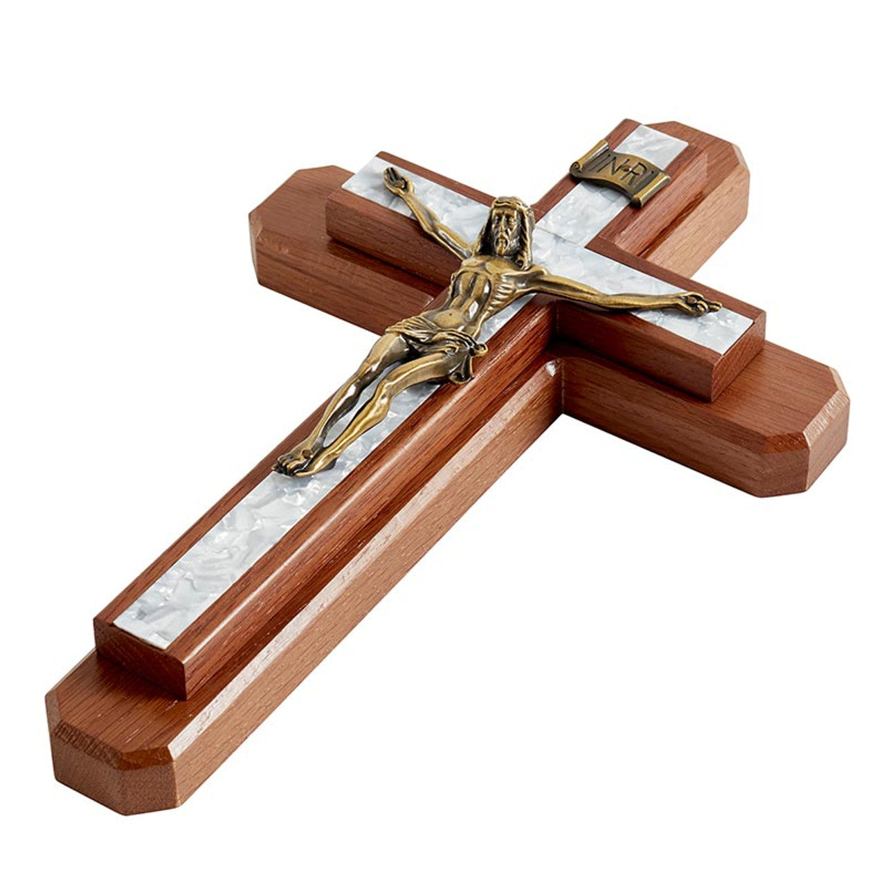 13" H Walnut Sick Call Crucifix Set (L1357)