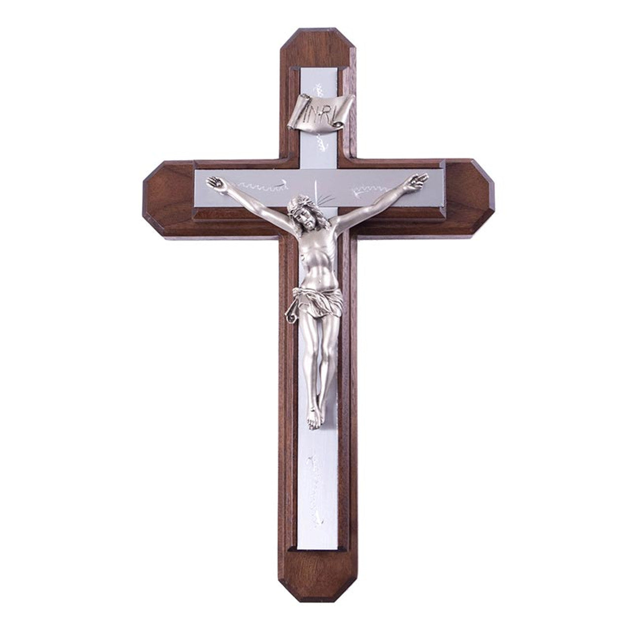 13" H Walnut Sick Call Crucifix Set (L1358)