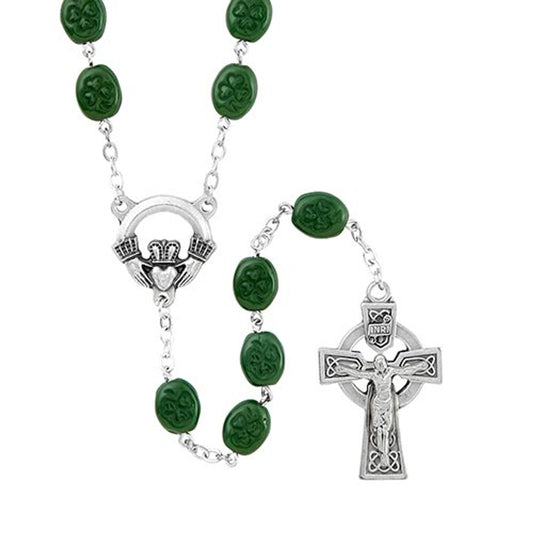 Shamrock Rosary with Claddagh Centerpiece