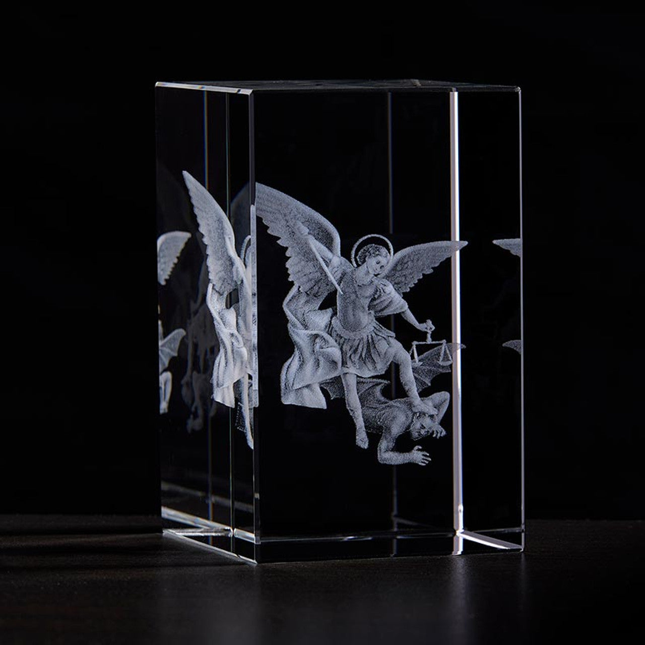 Square Etched Glass Saint Michael