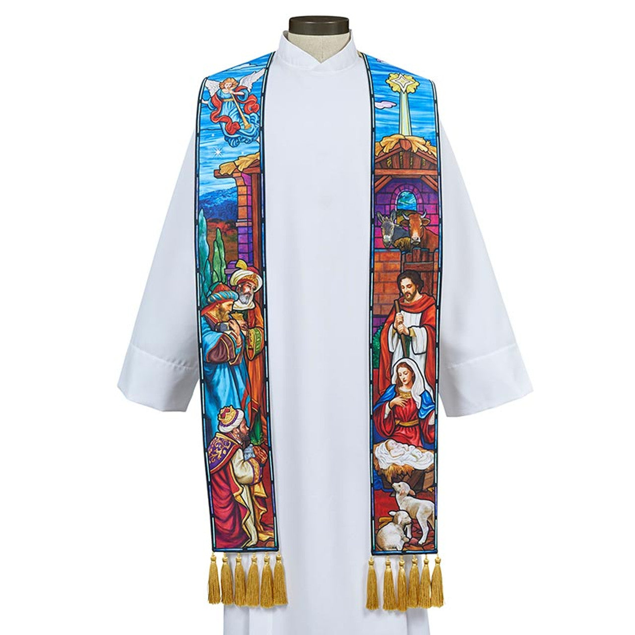 Stained Glass Nativity Overlay Stole