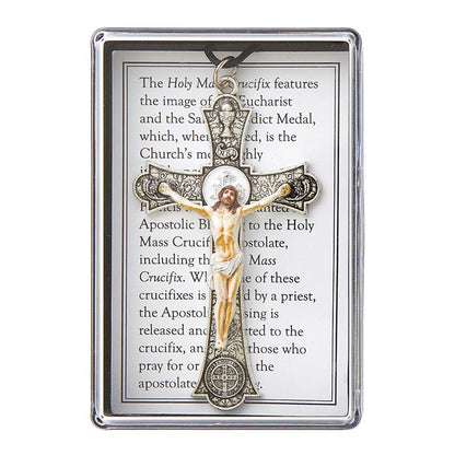 Holy Mass Pendant Crucifix - Silver with Cord