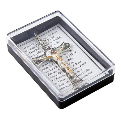 Holy Mass Pendant Crucifix - Silver with Cord