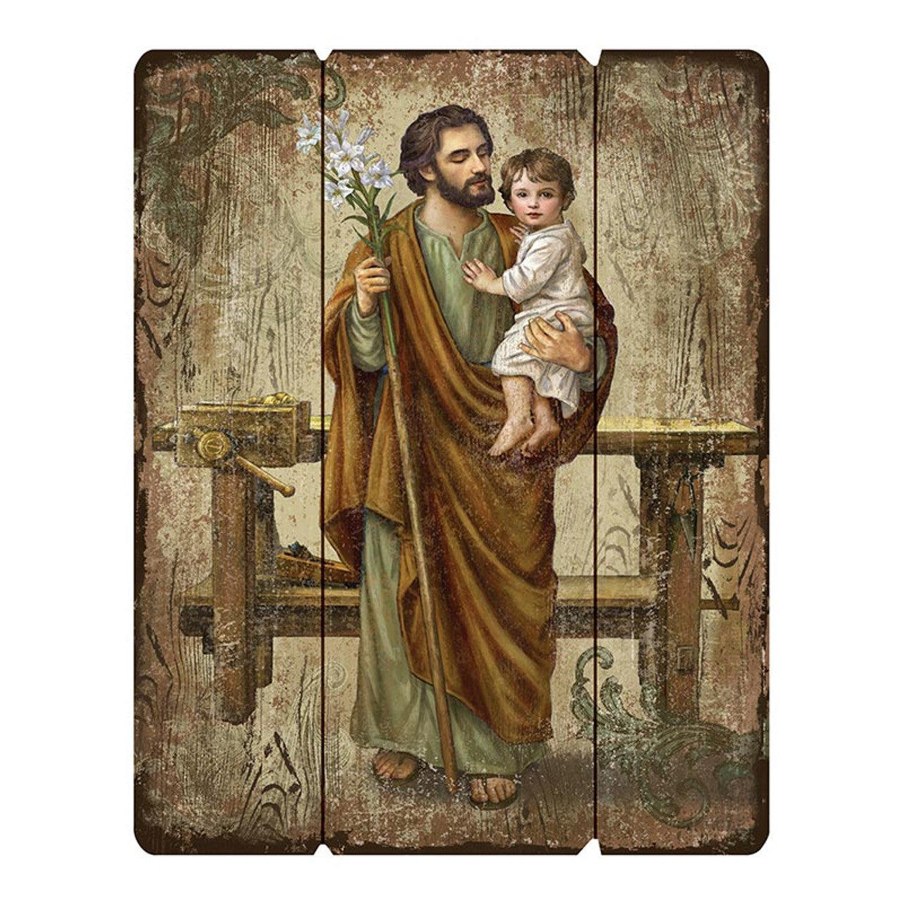 Wood Pallet Sign - Saint Joseph and Child