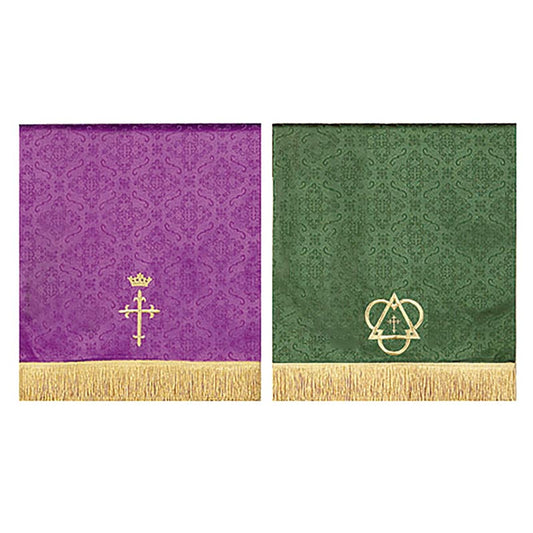 Jacquard Reversible Table Runner with Cross: Purple/Green