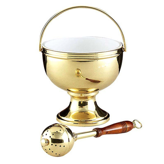 Gold Holy Water Pot with Sprinkler Set