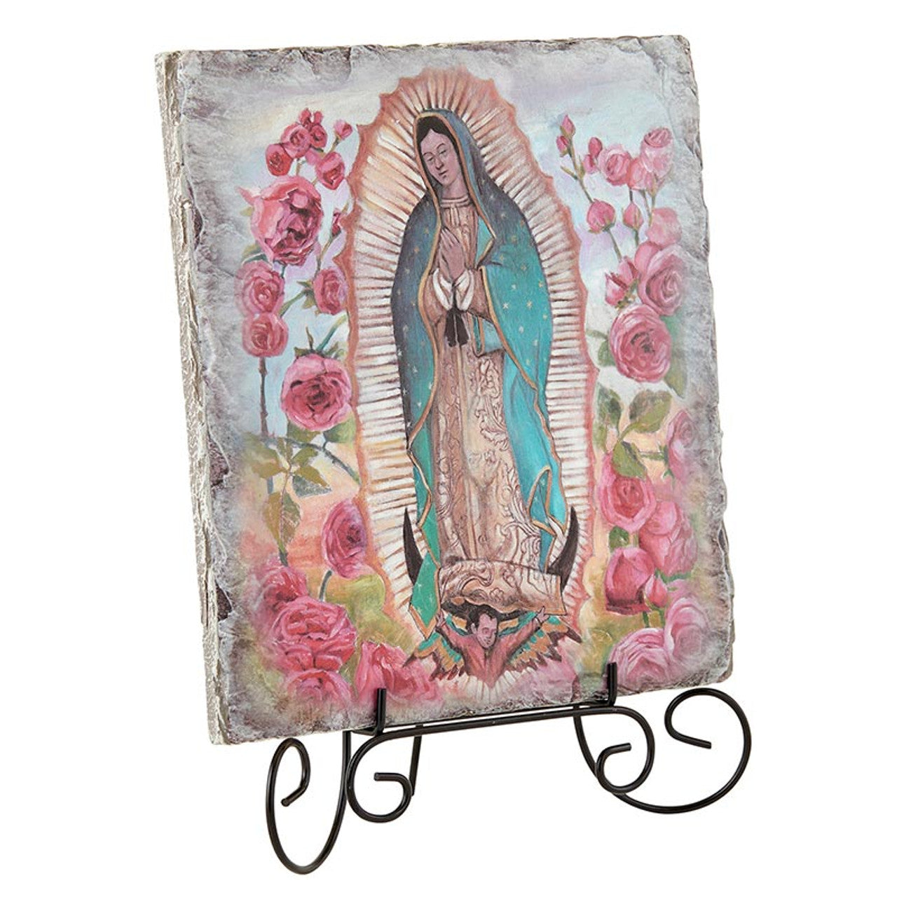 Square Tile Plaque with Stand - Our Lady of Guadalupe