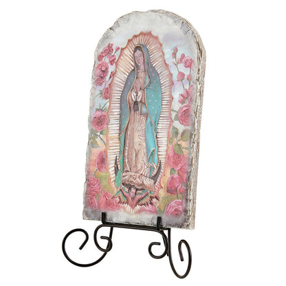 Arched Tile Plaque with Stand - Our Lady of Guadalupe (N0022)