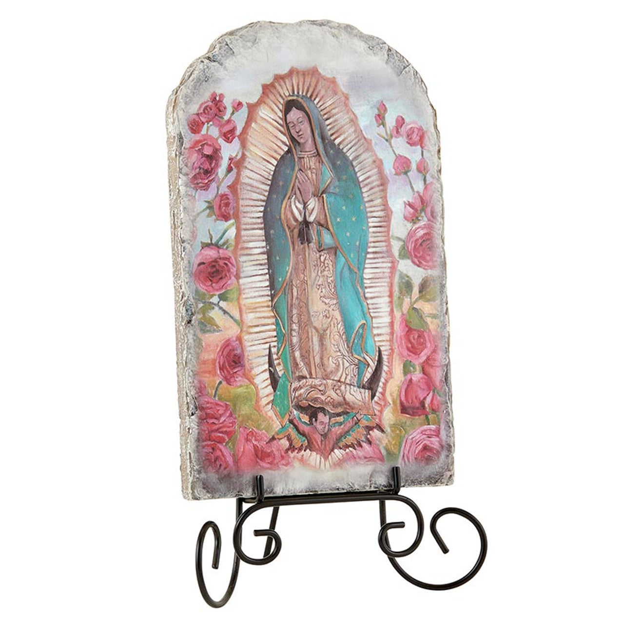 Arched Tile Plaque with Stand - Our Lady of Guadalupe (N0022)