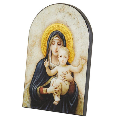 Arched Wood Plaque - Bouguereau: Madonna and Child