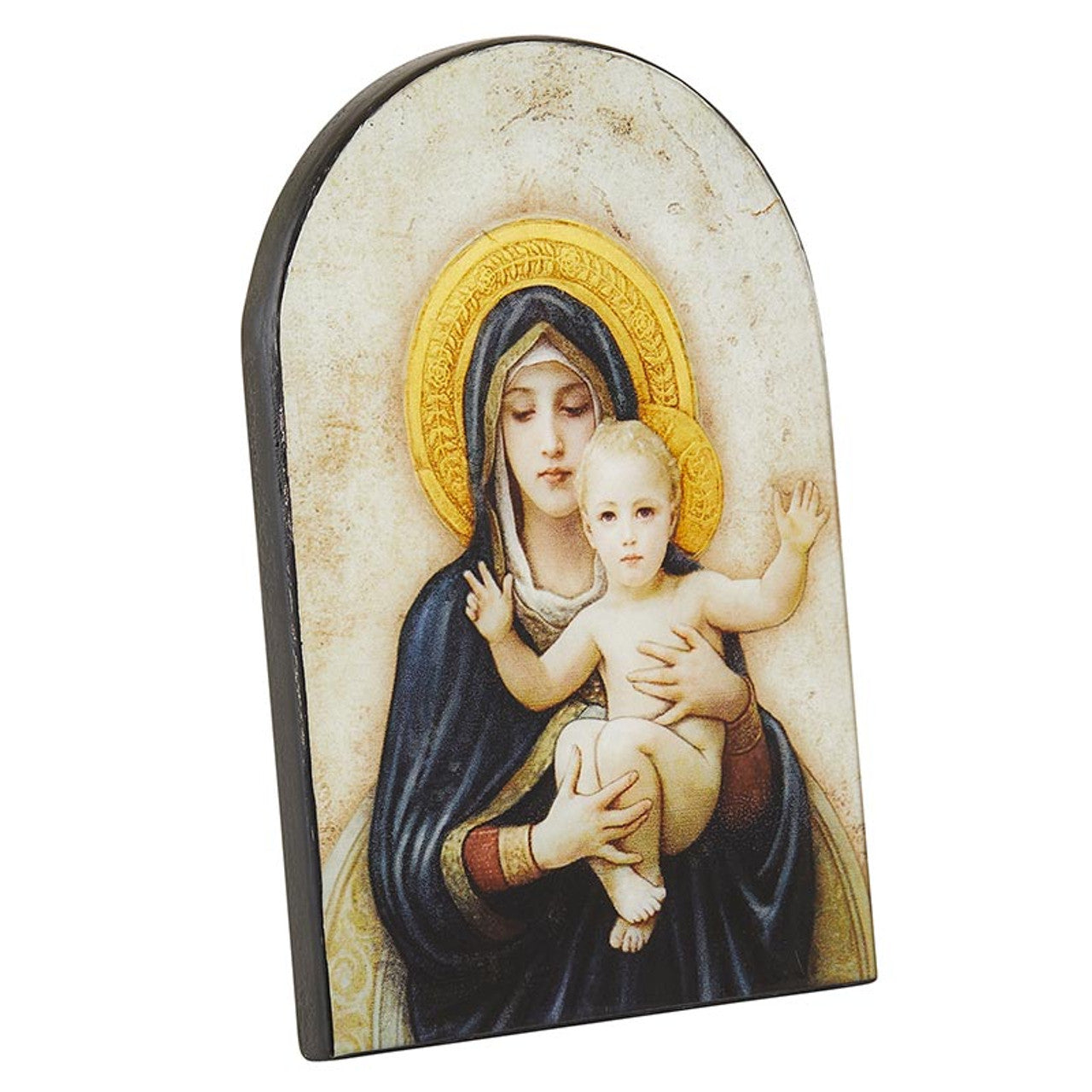 Arched Wood Plaque - Bouguereau: Madonna and Child