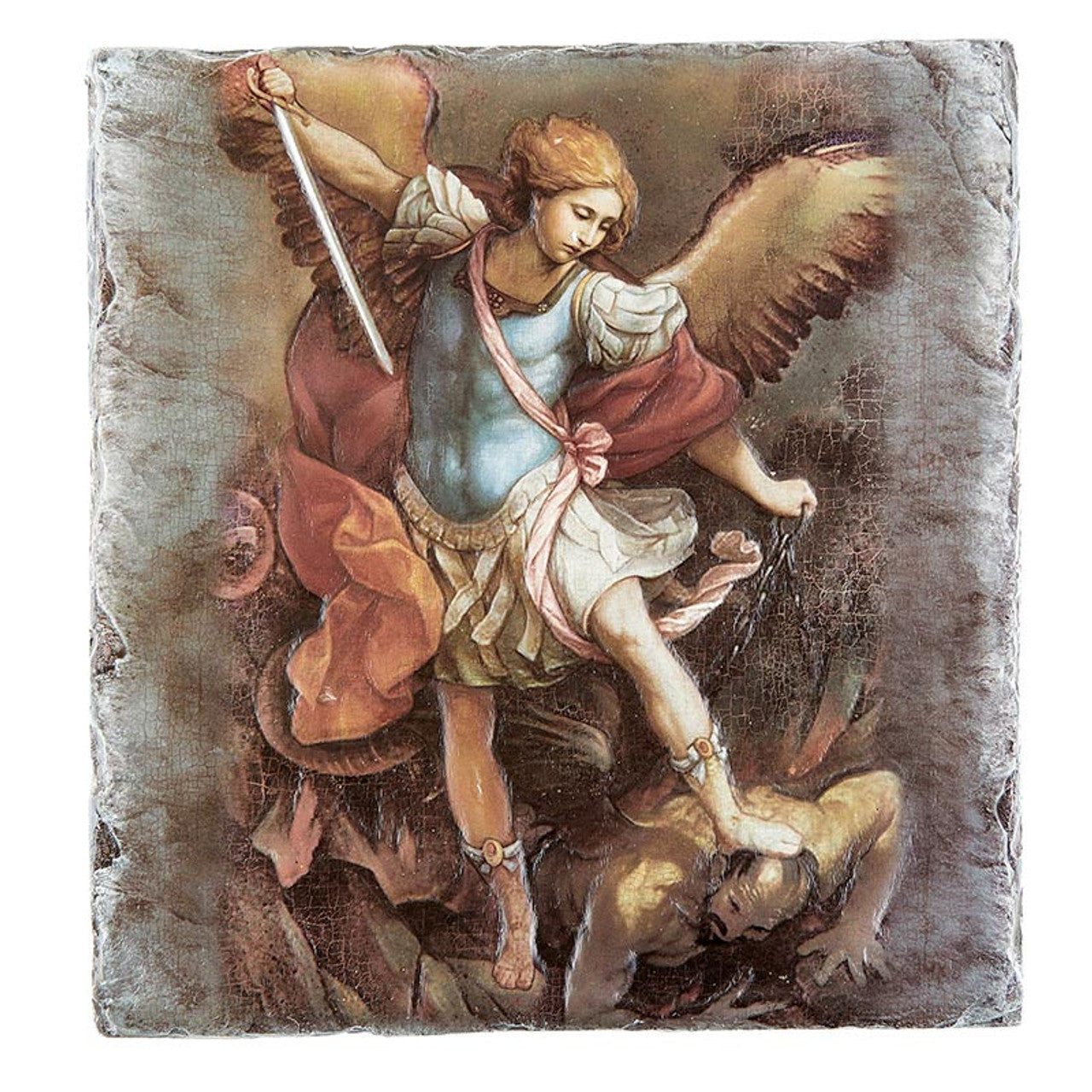 Square Tile Plaque with Stand - Saint Michael