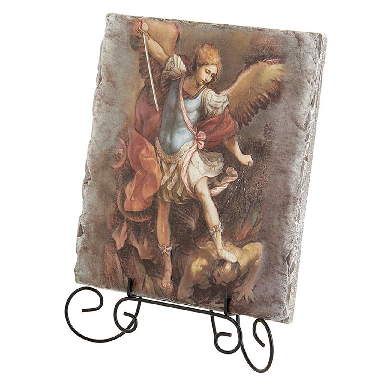 Square Tile Plaque with Stand - Saint Michael