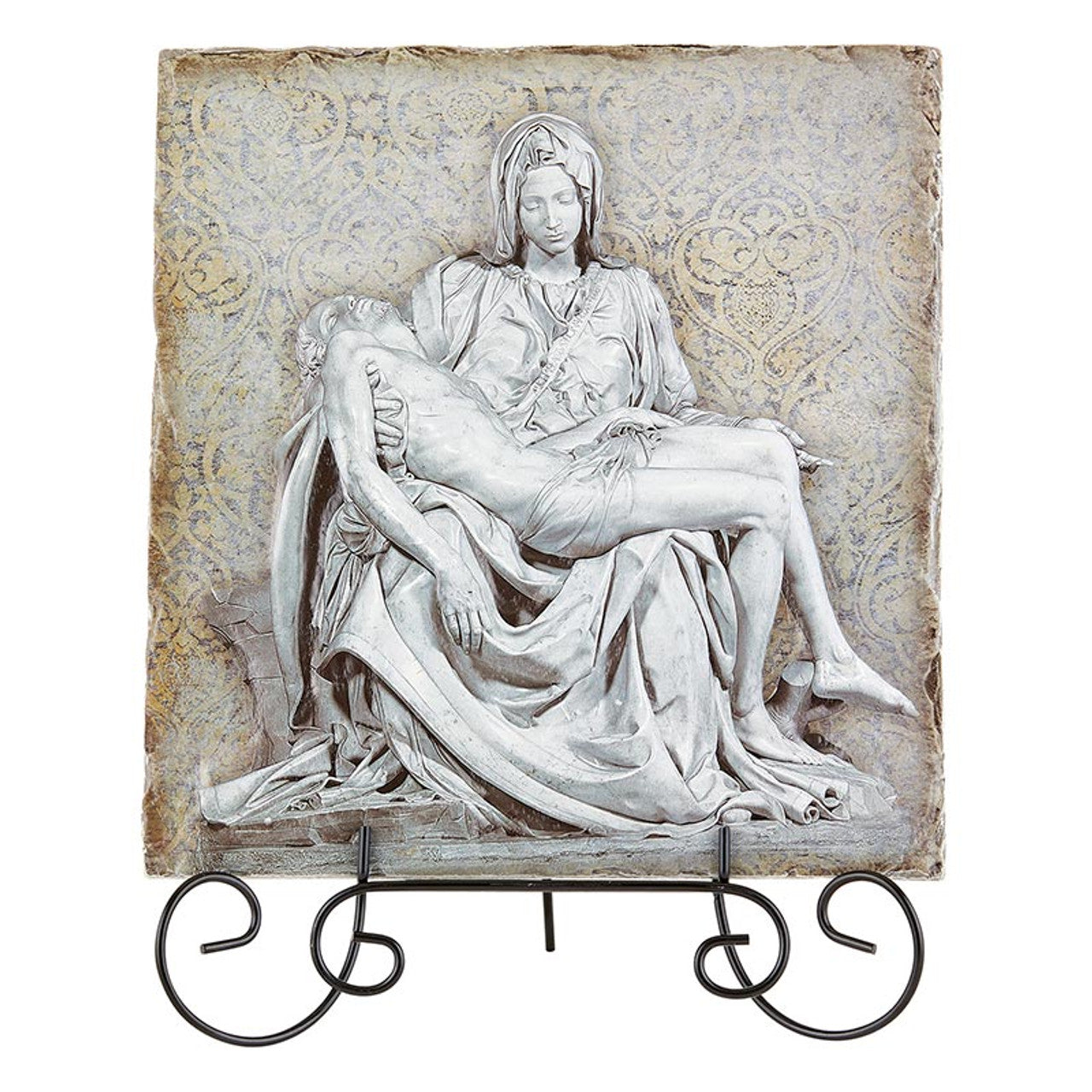 Square Tile Plaque with Stand - Pieta Garden