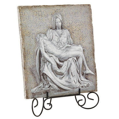 Square Tile Plaque with Stand - Pieta Garden