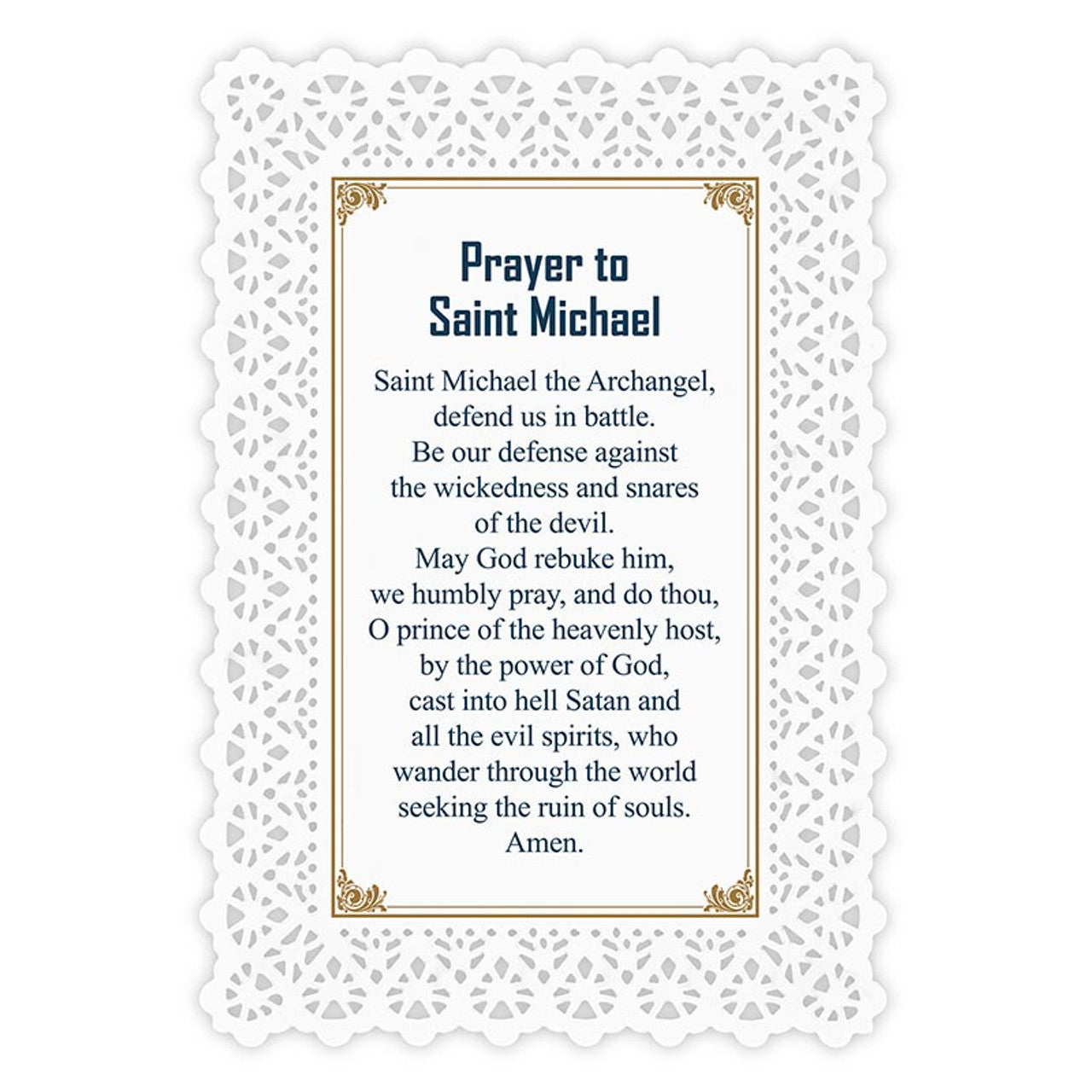 Lace Holy Card - Saint Michael Prayer