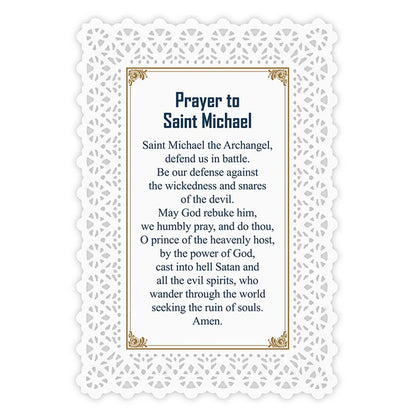 Lace Holy Card - Saint Michael Prayer