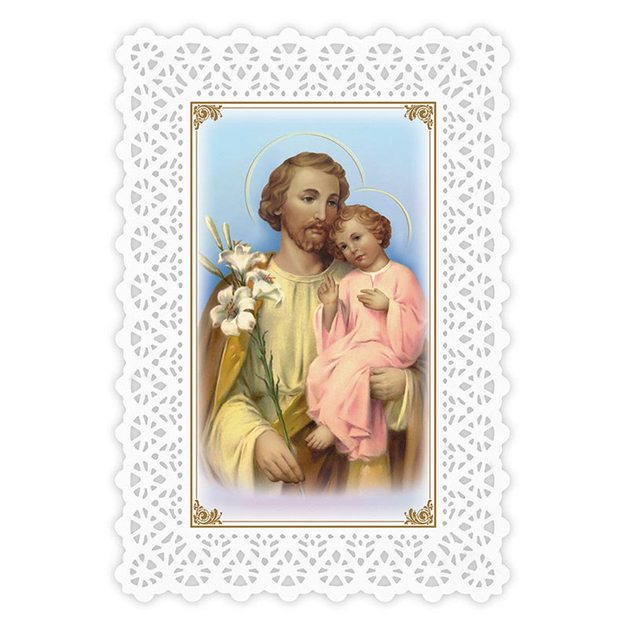 Lace Holy Card - Saint Joseph Prayer