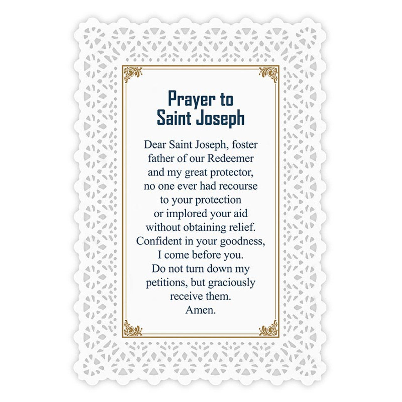 Lace Holy Card - Saint Joseph Prayer