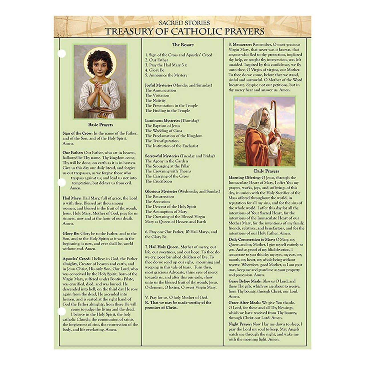 Sacred Stories Trifold Chart - Treasury of Catholic Prayers