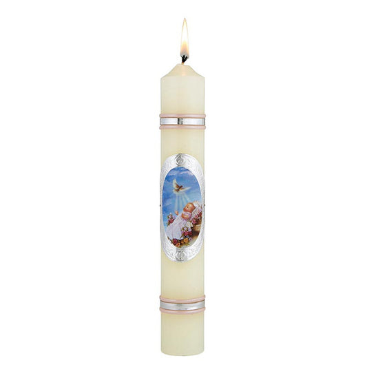 Baptism Candle - Girl with Dove