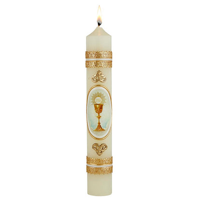 First Communion Candle - Chalice & Host with Decal