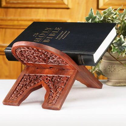 Carved Wood Bible Stand