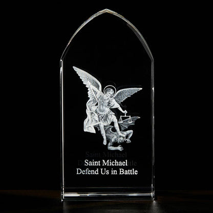 Saint Michael Etched Glass Stand