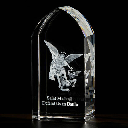 Saint Michael Etched Glass Stand