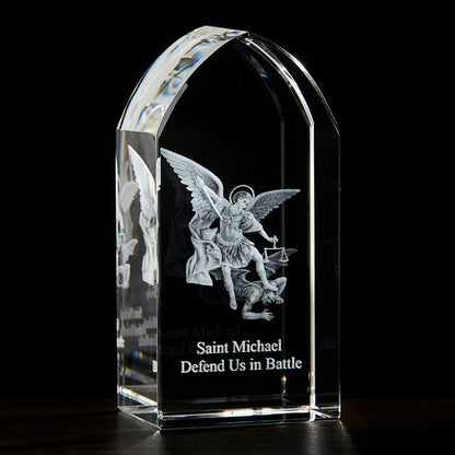 Saint Michael Etched Glass Stand