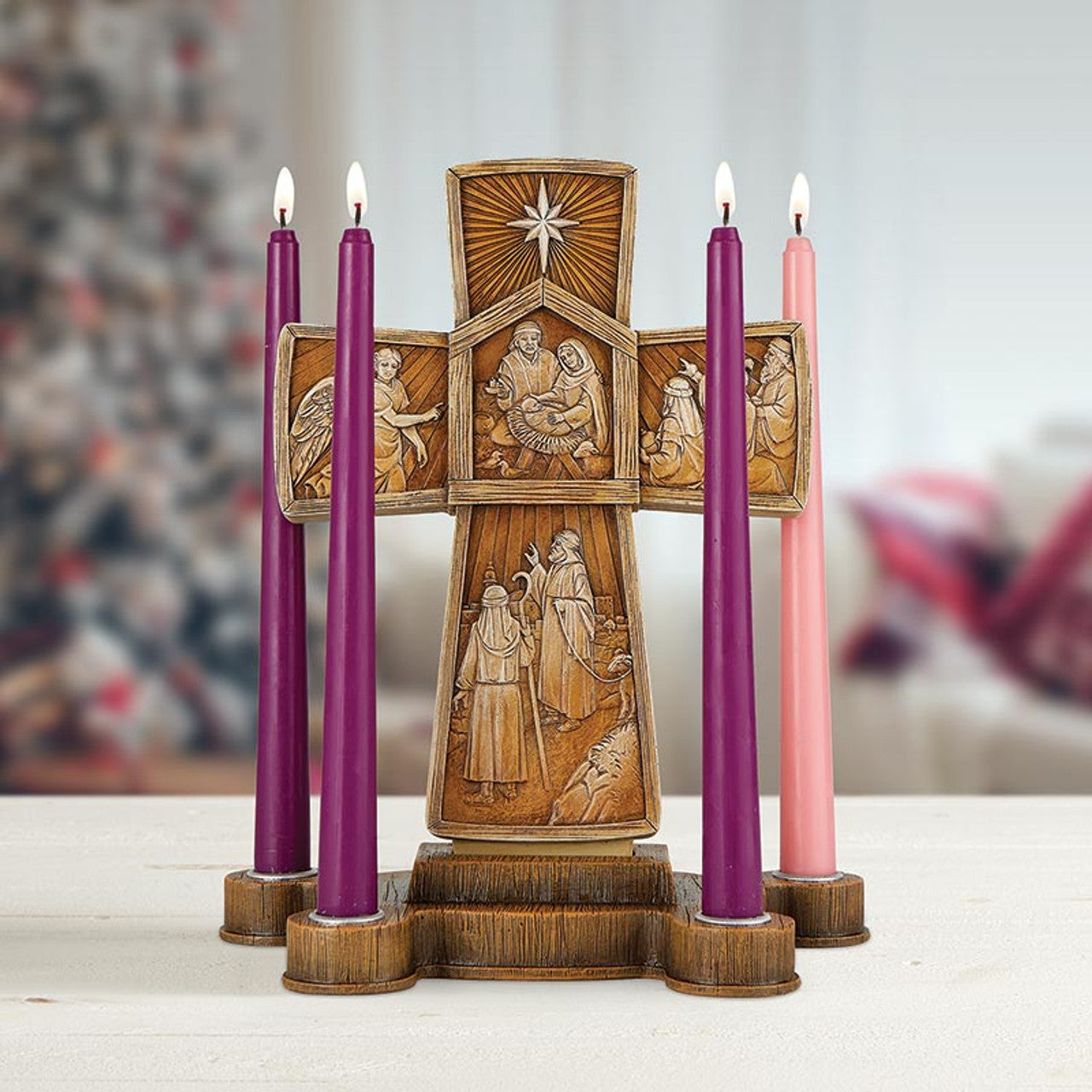 Cross Advent Candle Holder