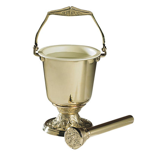 Embossed Holy Water Pot with Sprinkler Set