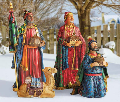 Real Life Outdoor Nativity Three Kings and Sitting Camel