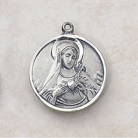 Sterling Immaculate Heart Patron Saint Medal