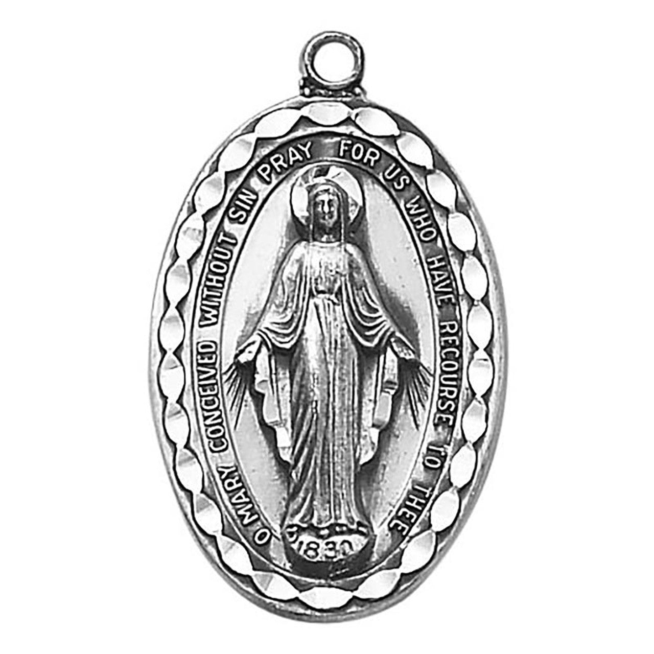 Sterling Silver Medal - Miraculous - Large Oval