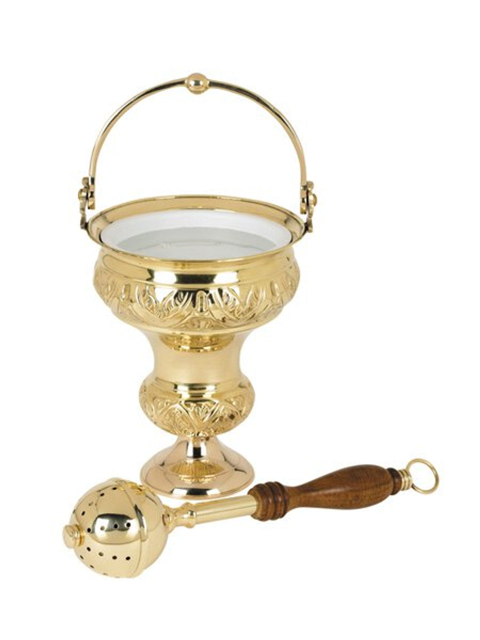 Ornate Holy Water Pot with Sprinkler Set