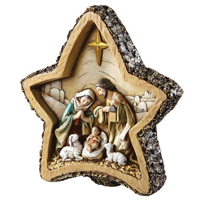 8" H Woodgrain Star Nativity