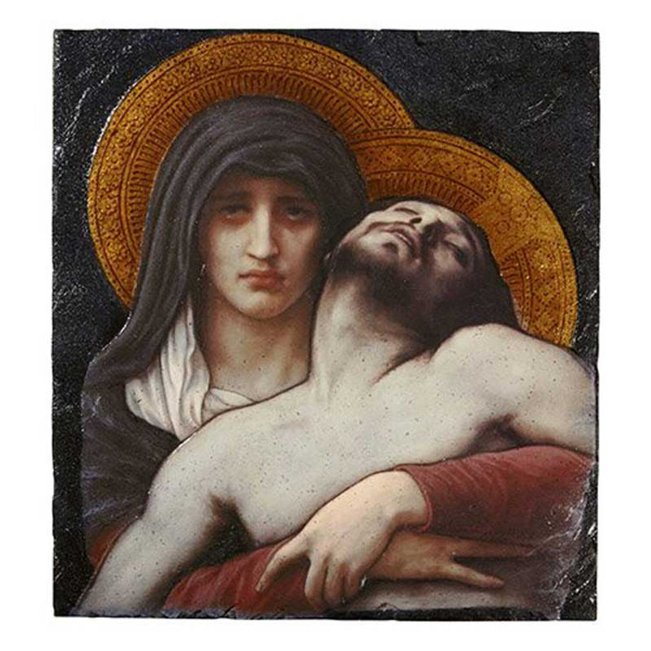 Square Tile Plaque with Stand - Bouguereau Pieta