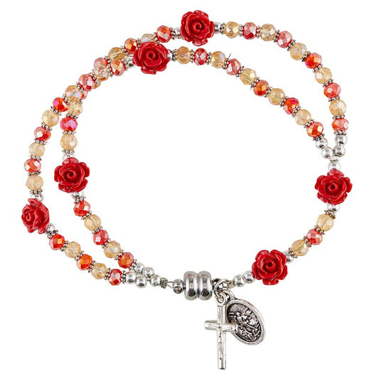 Saint Michael Rose Rosary Bracelet