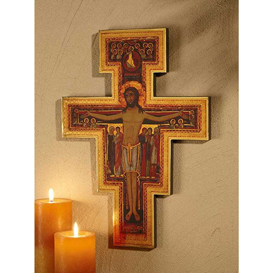 16" H San Damiano Crucifix Marco Sevelli Florentine Plaque