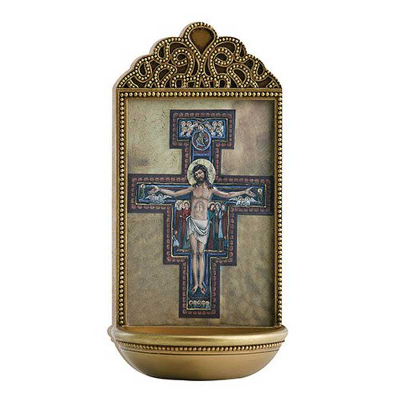 San Damiano Crucifix 6" Holy Water Font