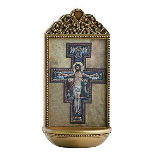 San Damiano Crucifix 6" Holy Water Font