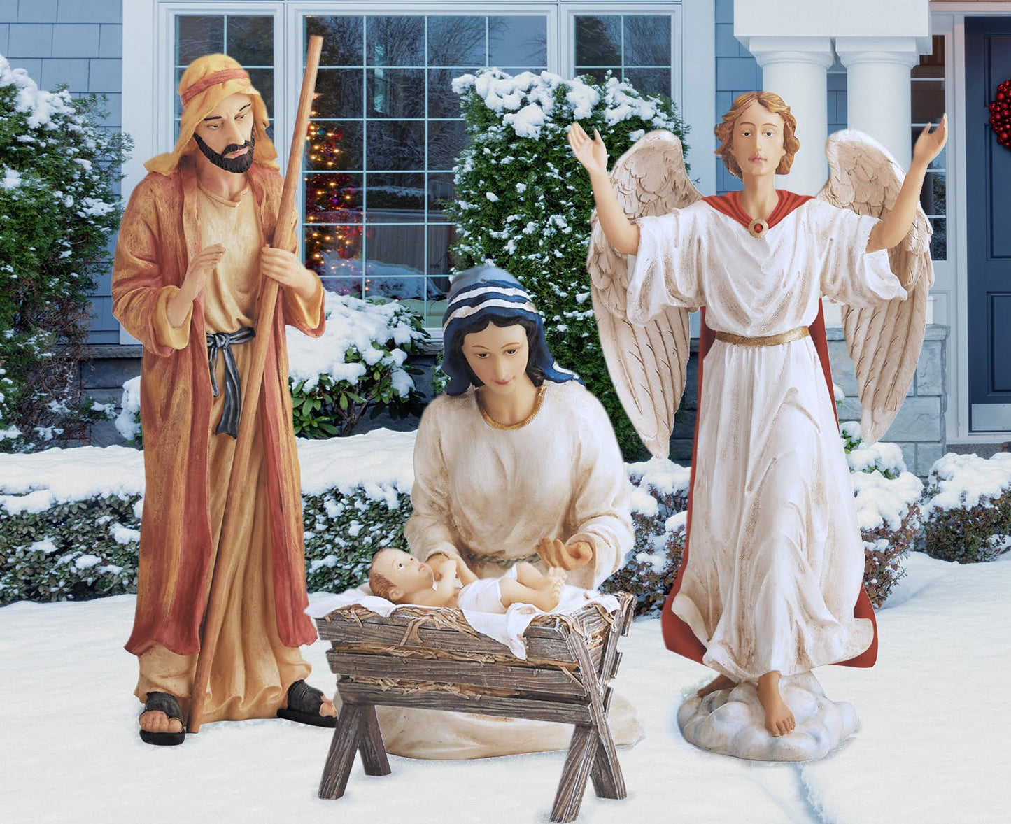 The Real Life Nativity 4 Piece Outdoor Set