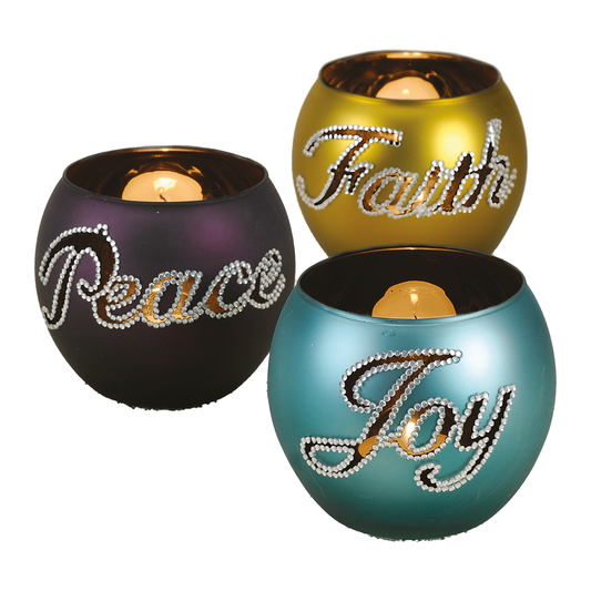 Jeweled Tea Light Ornament 3 Piece Set